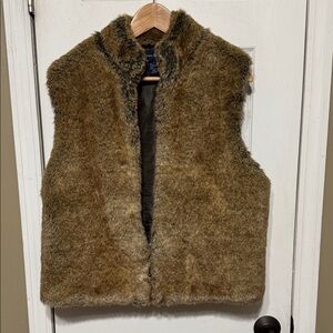 Preston & York Faux Fur Vest  Zippered Large